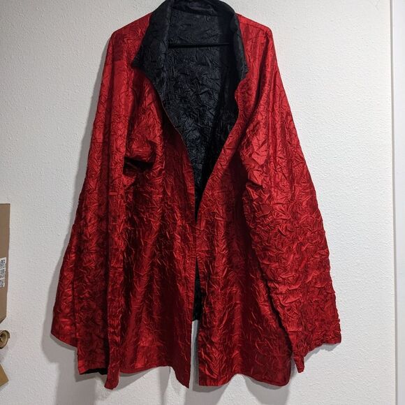 Unbranded Womens Reversible Crinkle Artsy Jacket Lightweight Red Black Womens 3x - Picture 1 of 10